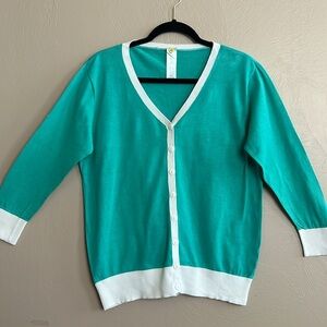 Belle Bird Women’s Green Cardigan Light Sweater. Size XL. 100% Cotton.